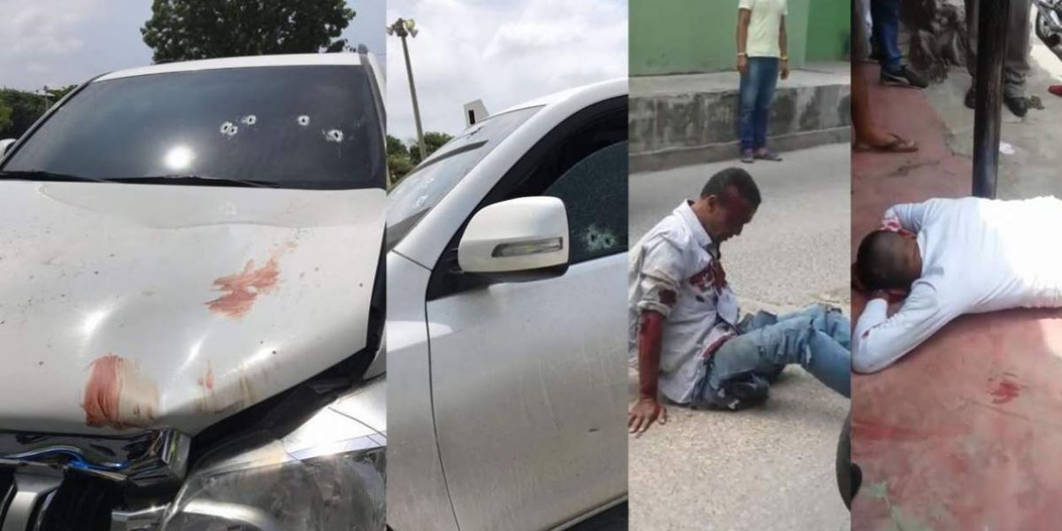 Zona Cero Los dos presuntos fleteos tras ser embestidos por la camioneta del comerciante.