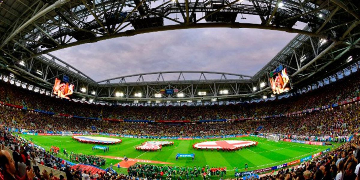 Panorámica del partido de octavos de final: Colombia vs Inglaterra.