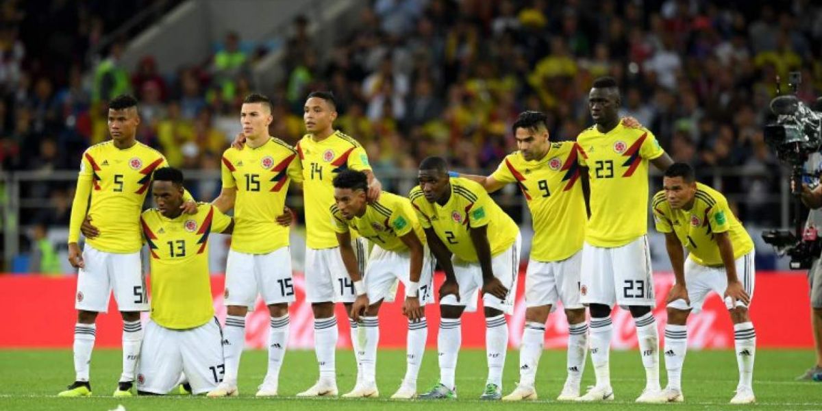 Jugadores de la Selección Colombia durante la tanda de penales ante Inglaterra.