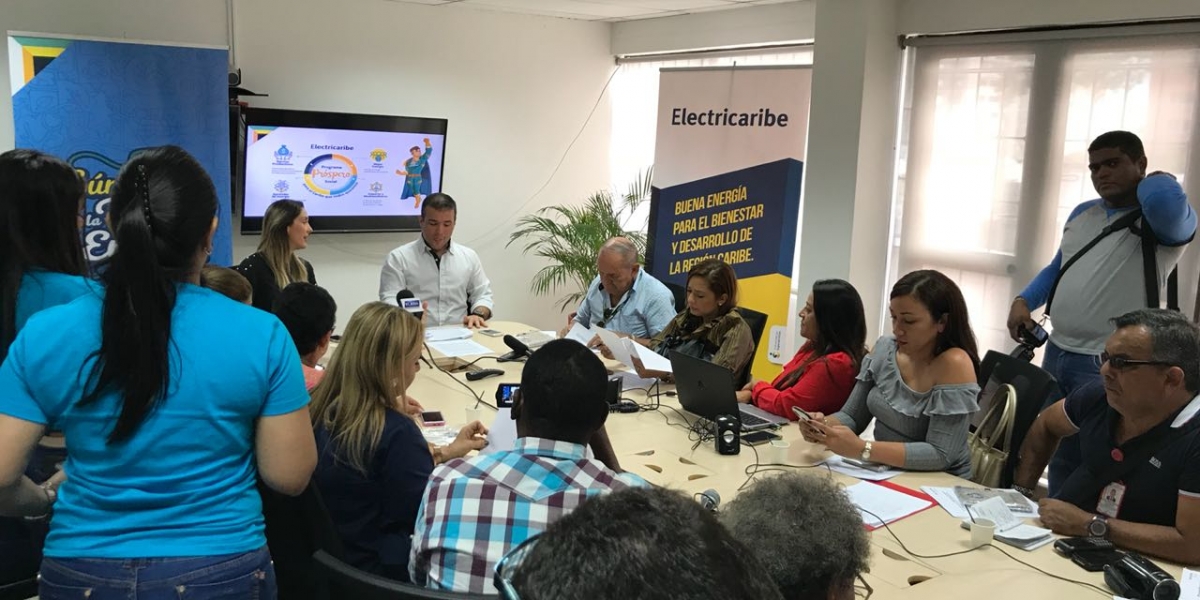 Aspecto de la rueda de prensa realizada esta mañana en Electricaribe.