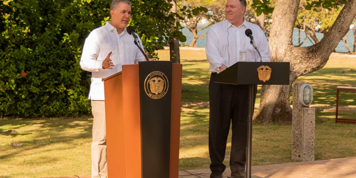 Presidente Iván Duque en compañía del secretario de Estado de EE.UU., Mike Pompeo.