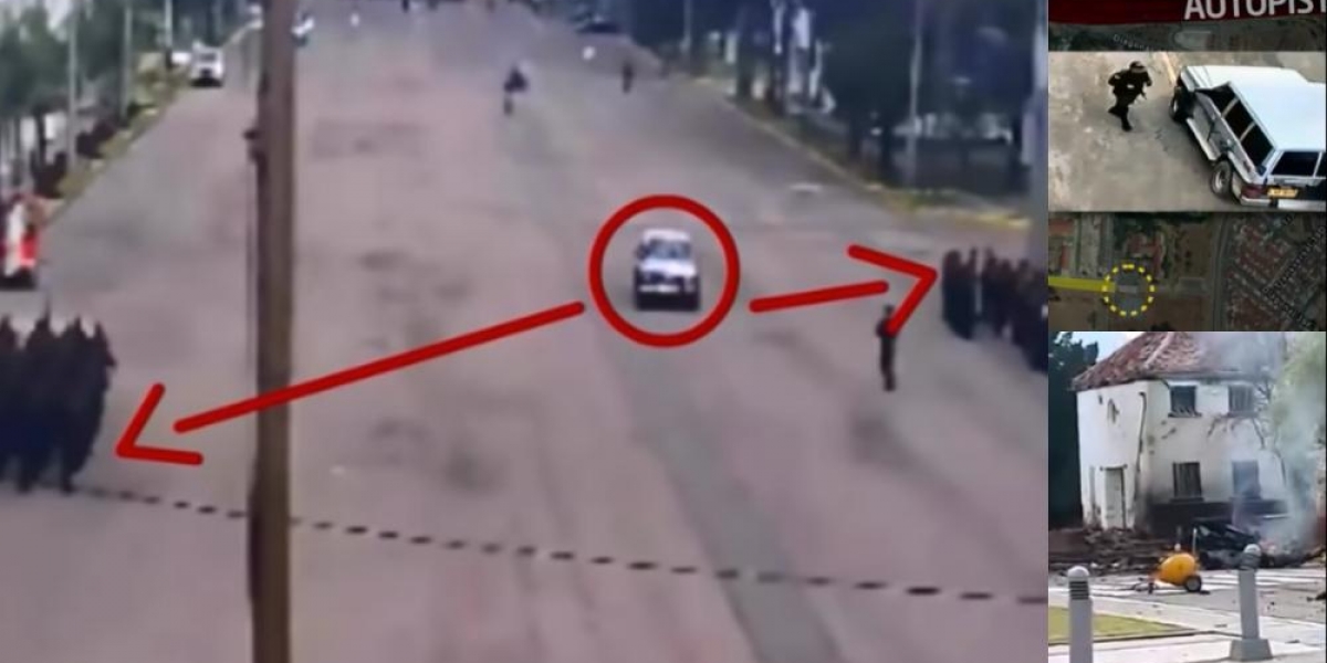 Redes sociales Imágenes muestran que el vehículo pasó entre dos pelotones sin ser detenido, antes de la explosión.