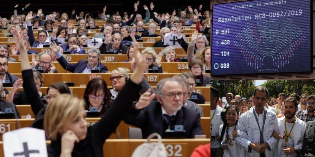 ista general de la votación celebrada en el pleno del Parlamento Europeo sobre la crisis en Venezuela, este jueves en Bruselas, Bélgica. 