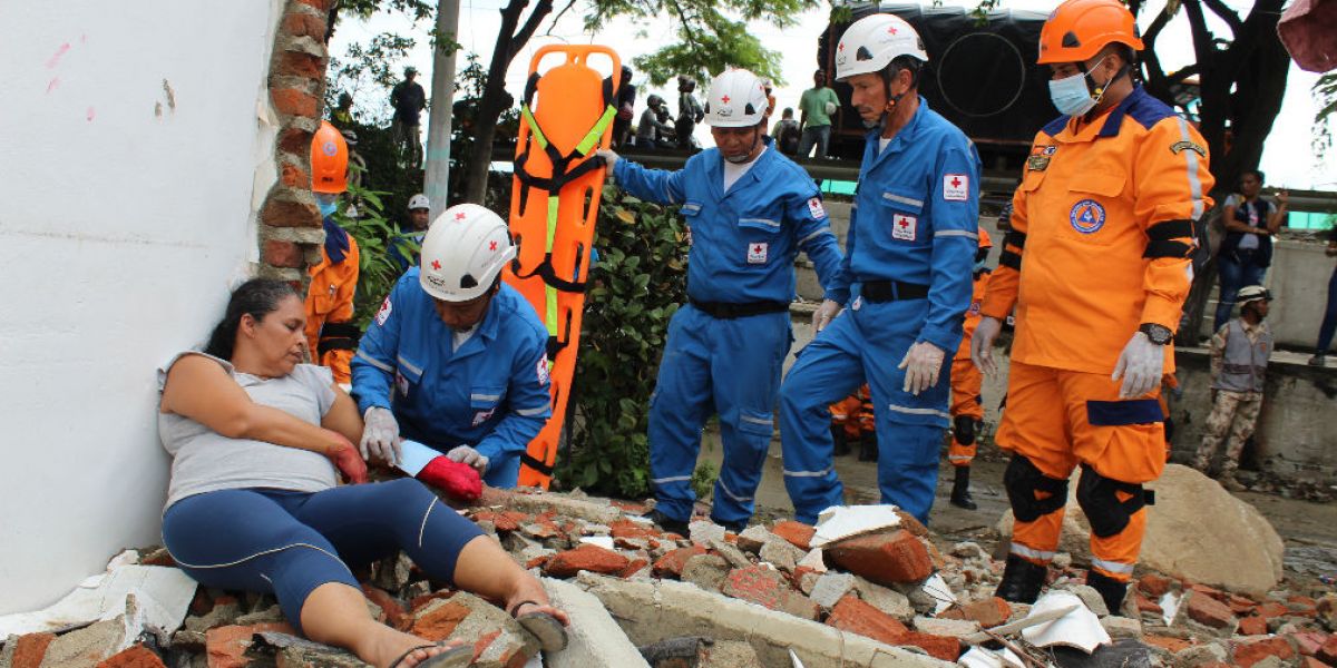 Realización del simulacro en Santa Marta.