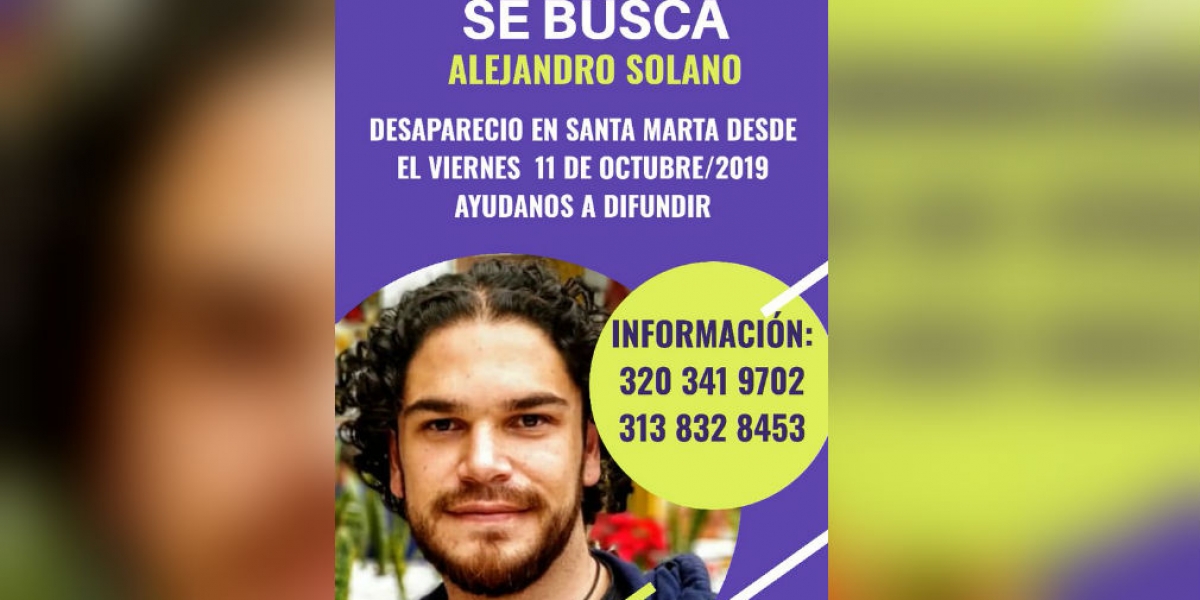 Se busca a Alejandro Solano, desaparecido en Santa Marta