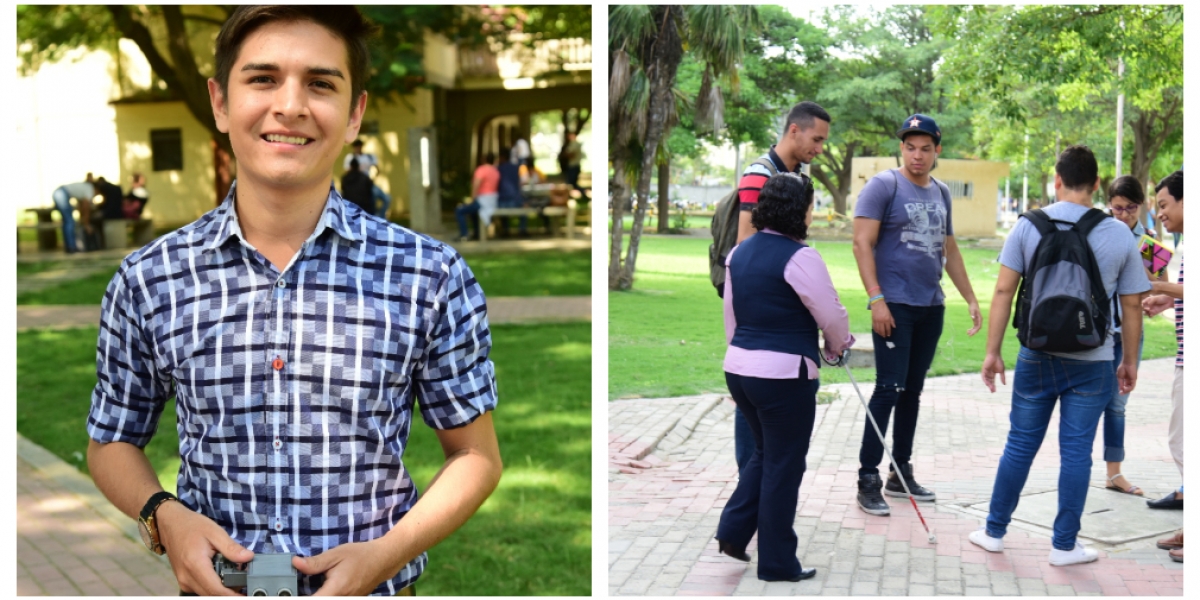 Cortesía Nelson Cano, estudiante creador de 'bastón inteligente' para personas con discapacidad visual