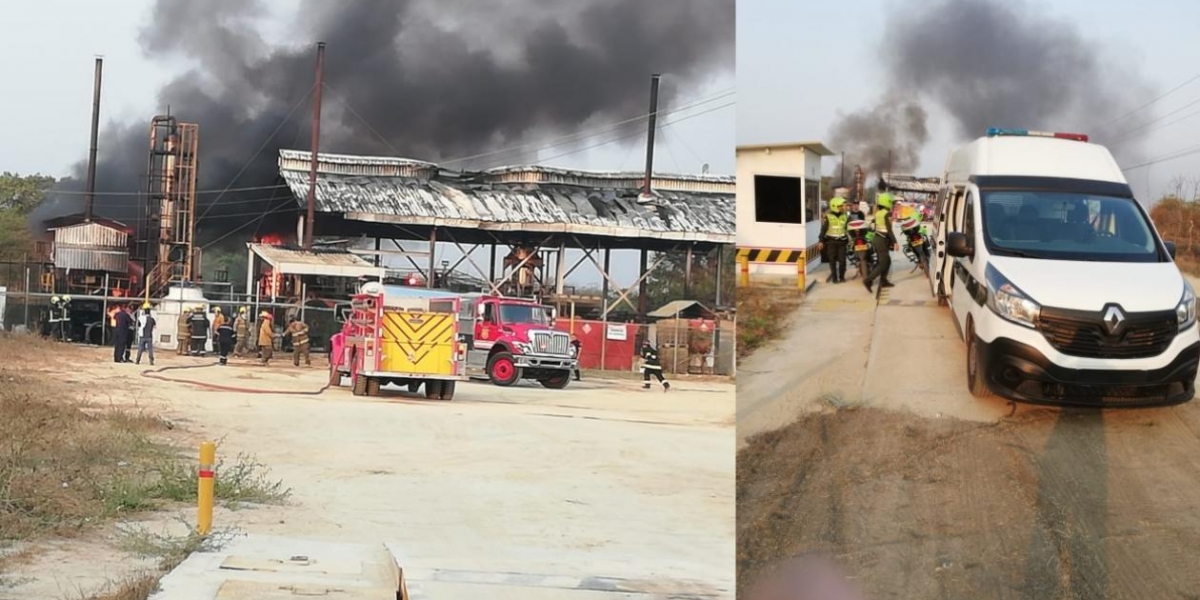 La explosión produjo un voraz incendio que tuvo que ser controlado por los Cuerpos de Bomberos de Barranquilla.