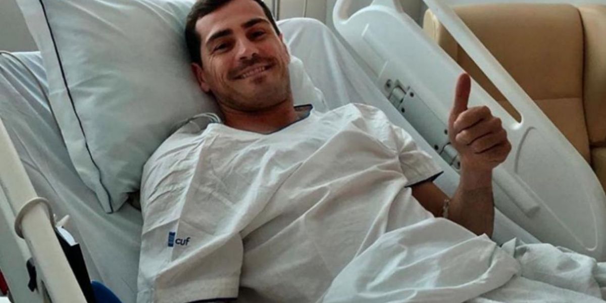 Iker Casillas en el Hospital tras sufrir un infarto.