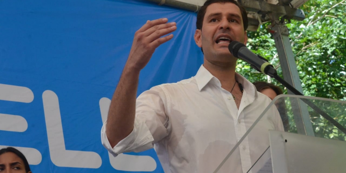 Luis Miguel Cotes, durante el anuncio oficial de su candidatura.