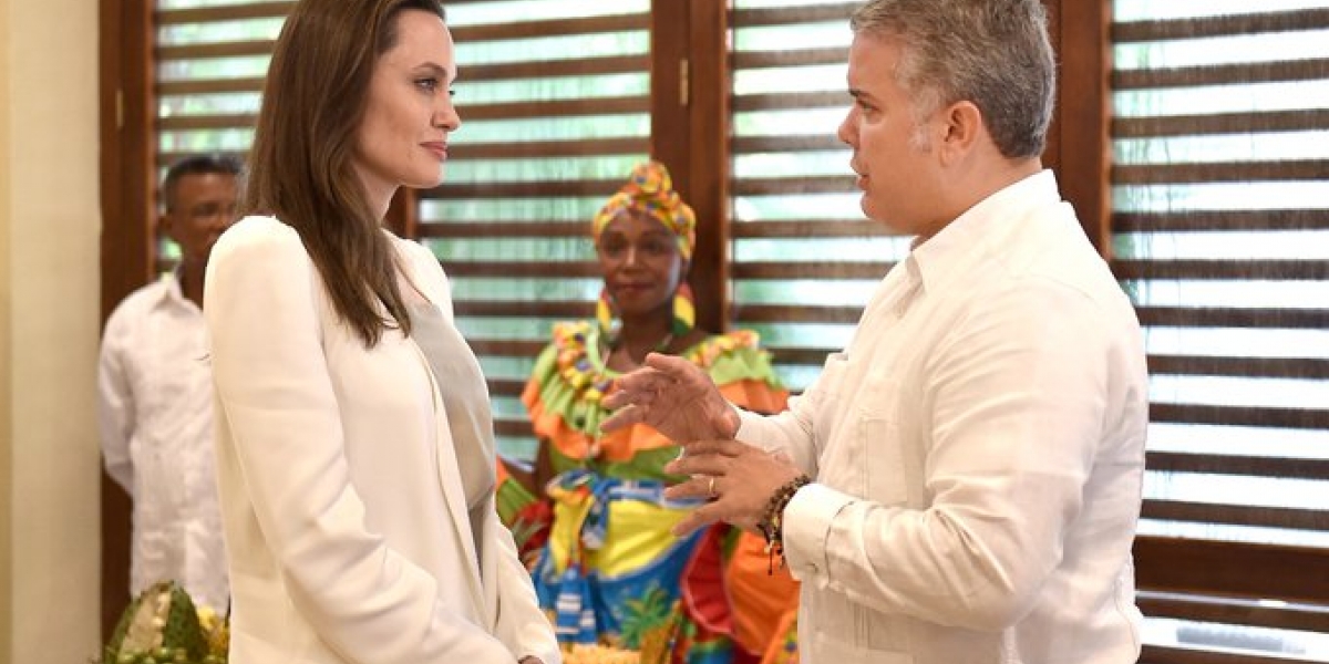 Angelina Jolie en Colombia junto a Iván Duque, presidente de Colombia