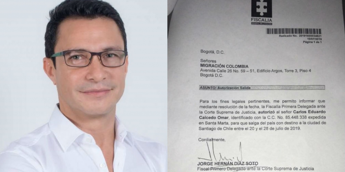 Seguimiento.co Carlos Caicedo obtuvo un permiso de la Fiscalía para salir del país.