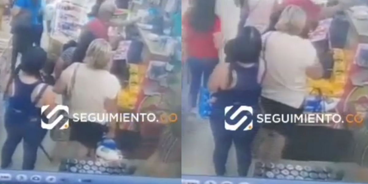 Captura de pantalla Momento del robo a la docente en almacén de la Quinta.