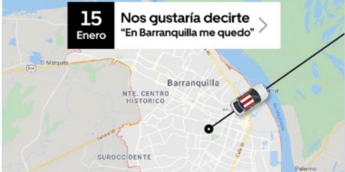 Foto del tuit de Uber sobre salida de Barranquilla.