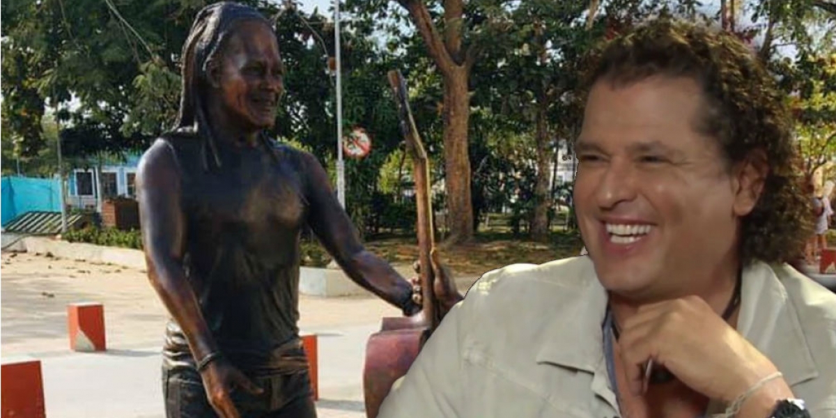 Carlos Vives y su escultura en Ciénaga.