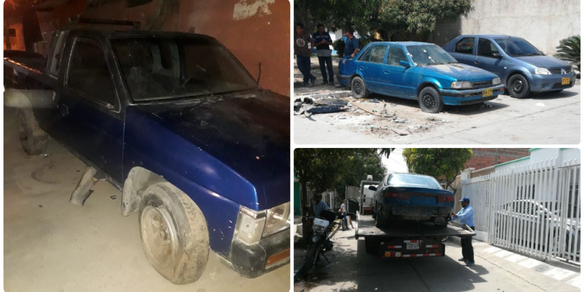 Estos son algunos carros abandonados en la ciudad de Santa Marta.