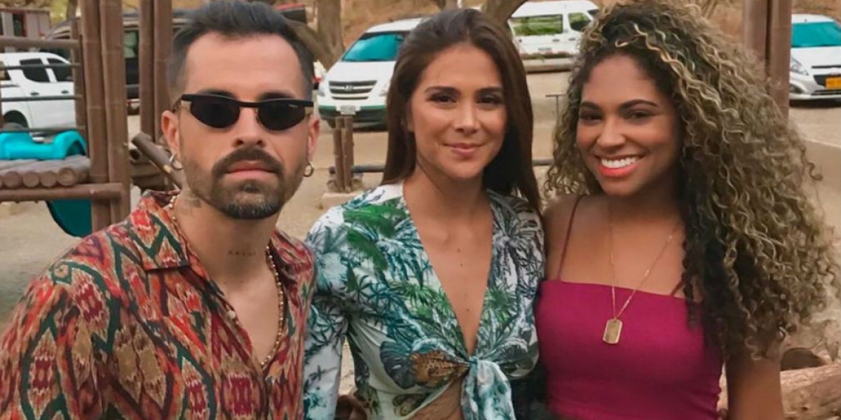 Mike Bahía, Greeicy Rendón y la artista samaria, Kamila Pimienta.