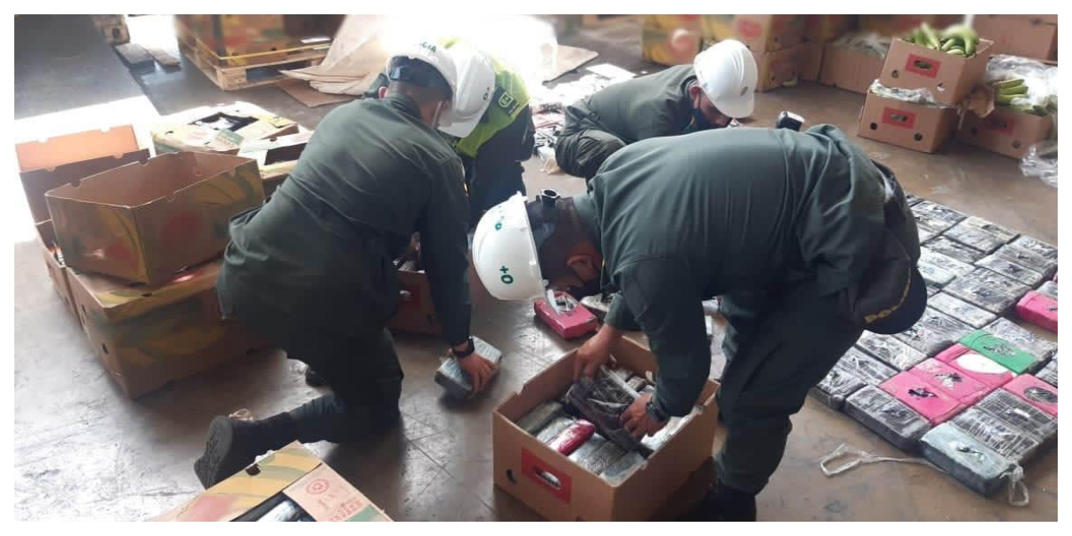 Policía Antinarcóticos La mercancía estaba escondida en un contenedor de banano, de exportación hacia Amberes, Bélgica.