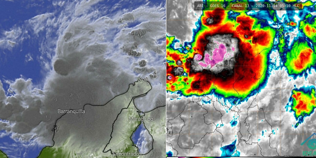 Imágenes satelitales de la tormenta tropical.