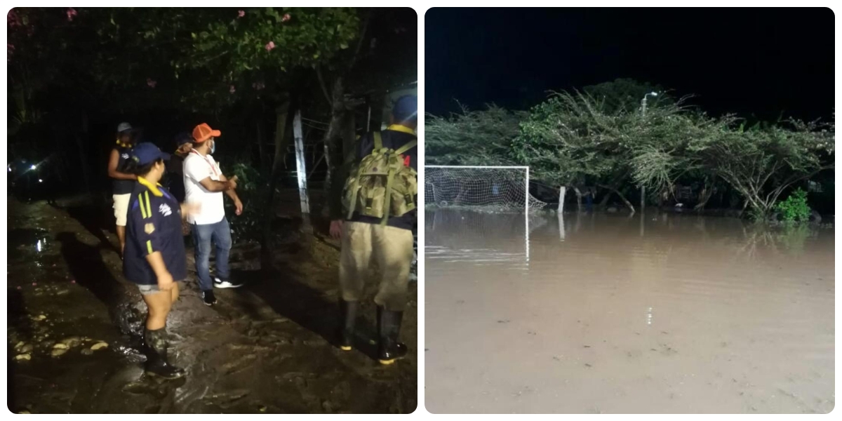 La cancha de fútbol del sector de Guachaca quedó totalmente inundada.