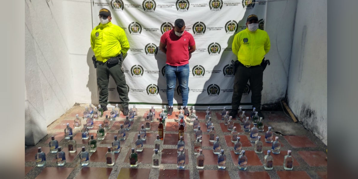 Juan David Cumplido Güette, capturado con licor adulterado.