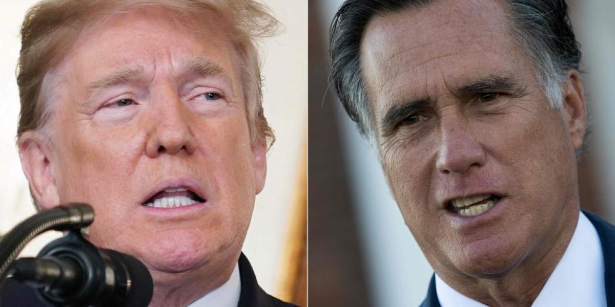 El mandatario estadounidense, Donald Trump, y el excandidato presidencial y senador Mitt Romney.