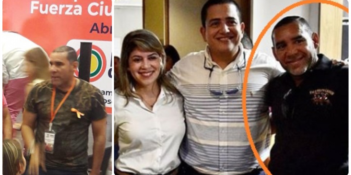 Róger Bermúdez, proponente del PAE, durante la convención de Fuerza Ciudadana y, meses después, apoyando a la candidata Virna Johnson.