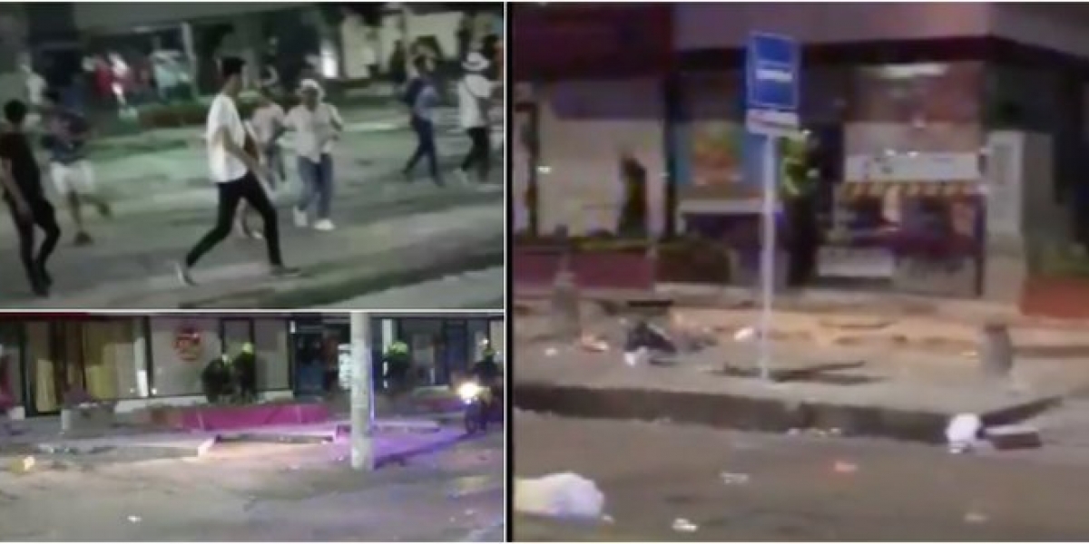 Zonacero.com Un video aficionado grabó el momento del saqueo y el instante en que llega la Policía con la tanqueta del Esmad.