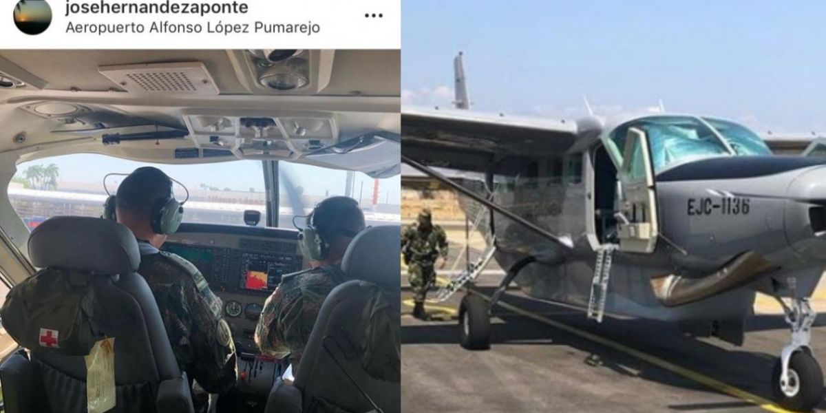 José Guillermo 'Ñeñe' Hernández en aeronaves del Ejército.