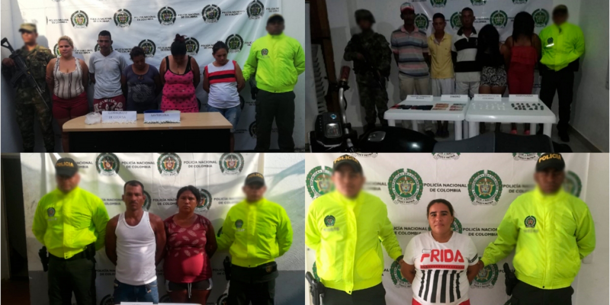 En diferentes procedimientos la Policía del Magdalena capturó a 13 personas, los operativos fueron ejecutados en el contexto de la lucha contra el tráfico de estupefacientes. 