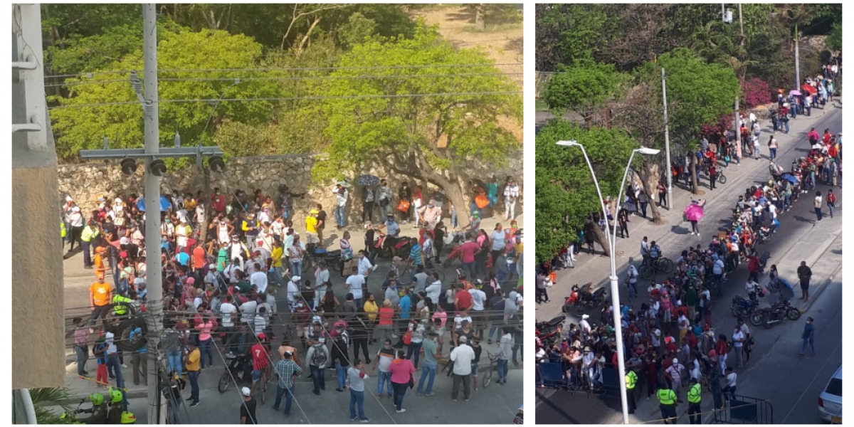 Aglomeraciones frente a Makro este martes 22 de abril.