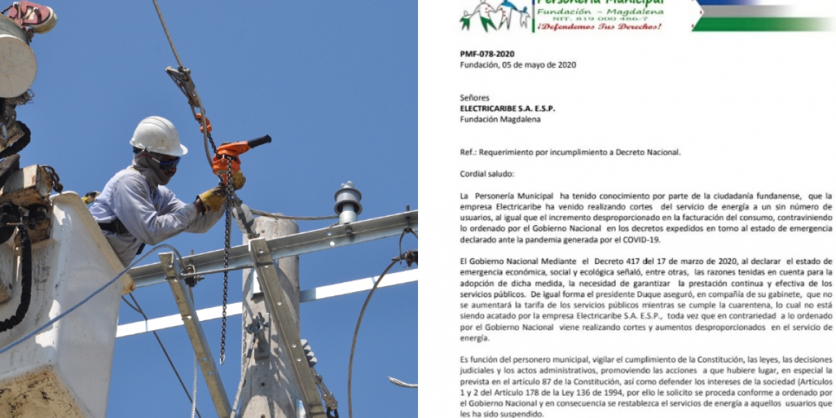 La Personería Municipal se pronunció por los cortes de energía por parte de Electricaribe.