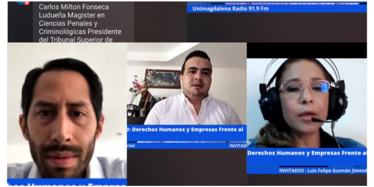 La sesión académica se desarrolló en vivo a través del fan page de Facebook de Unimagdalena Radio y transmitida en tiempo real por el dial 91.9 FM.