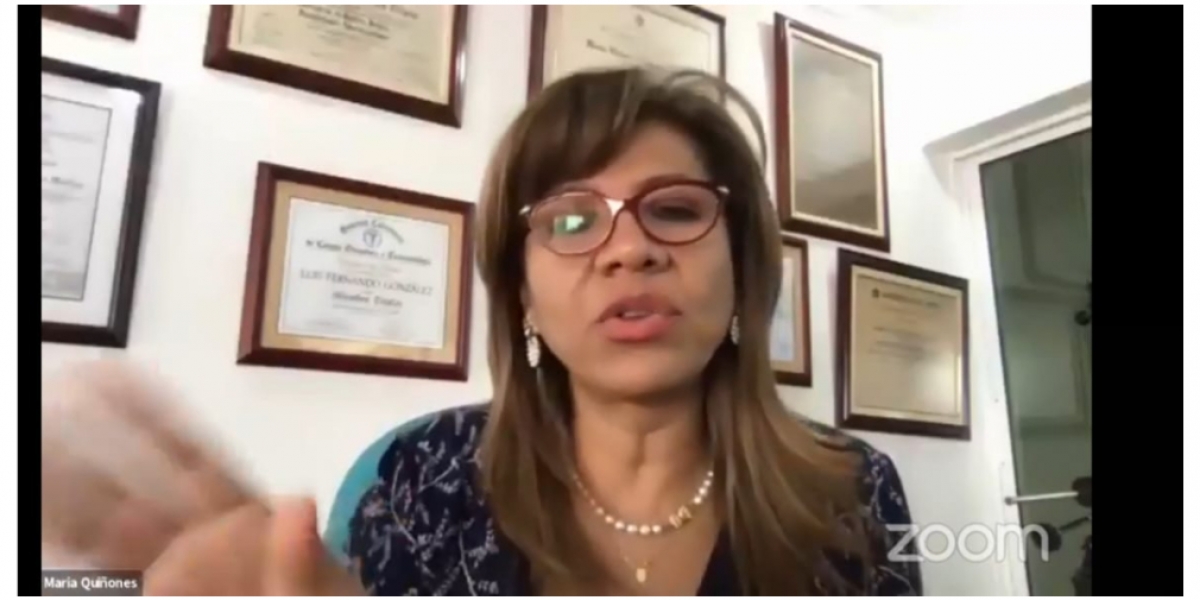 La magistrada María Victoria Quiñonez Triana expuso a los futuros profesionales la importancia de conocer temáticas que en la actualidad, por el covid-19, son necesarias en el ejercicio del Derecho.  