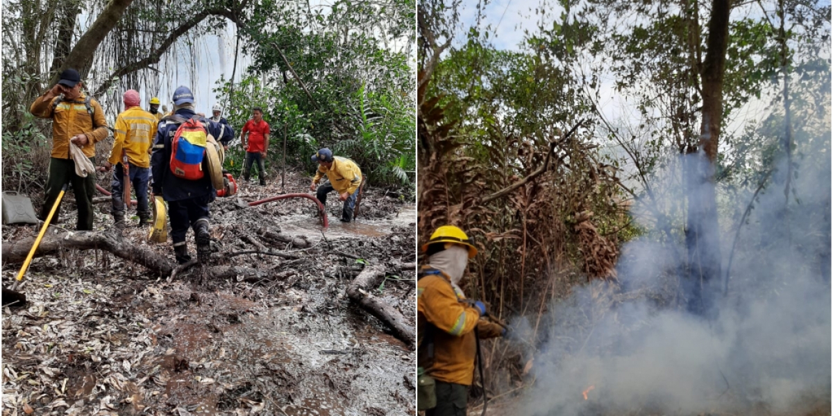 Cortesía Avanzan labores para controlar incendio forestal en el Vía Parque Isla de Salamanca.