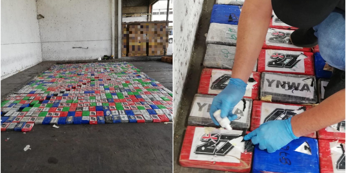 Policía Metropolitana La droga estaba oculta en 72 cajas de cartón con manzanas.