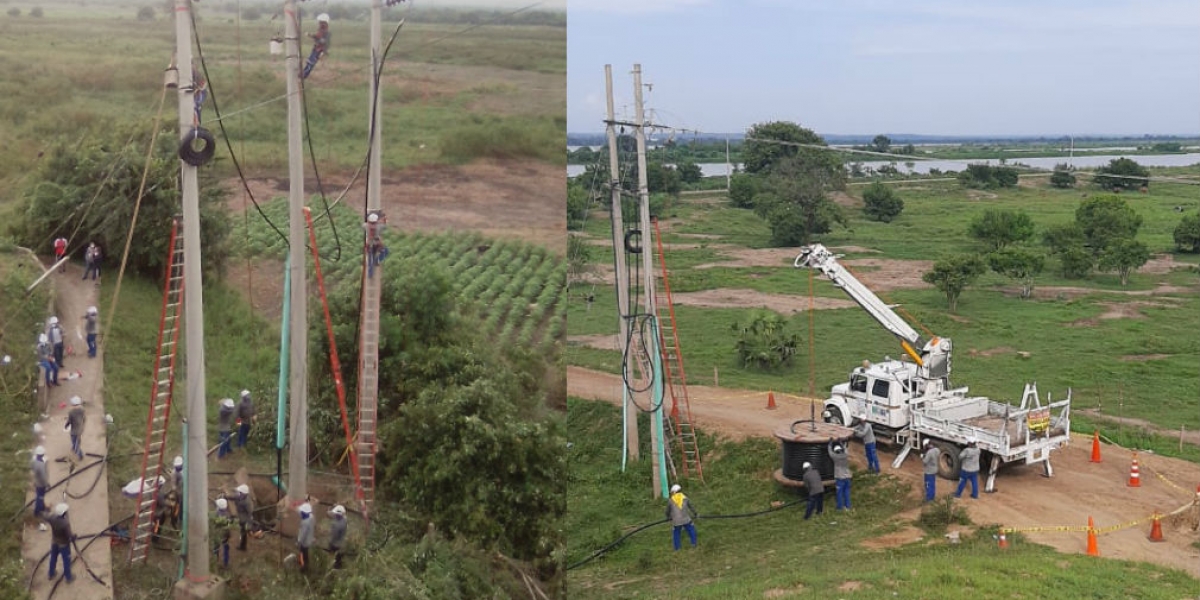 Trabajos de operarios de Electricaribe.