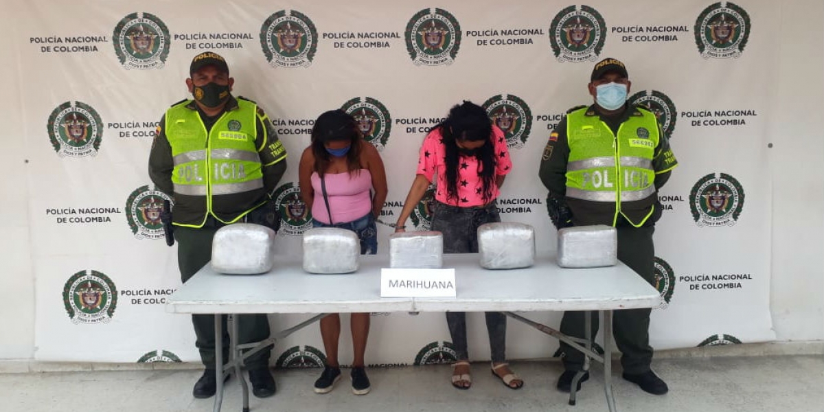 Policía Metropolitana de Santa Marta Rocío Isabel Almeida San Juan y Rusmery María Silvera Mendoza, capturadas en Tasajera.