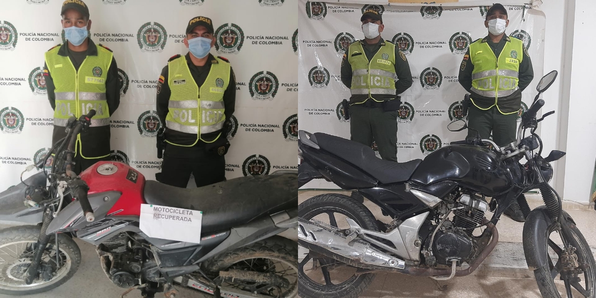 Las motos fueron recuperadas en los municipios de Fundación y Plato. 