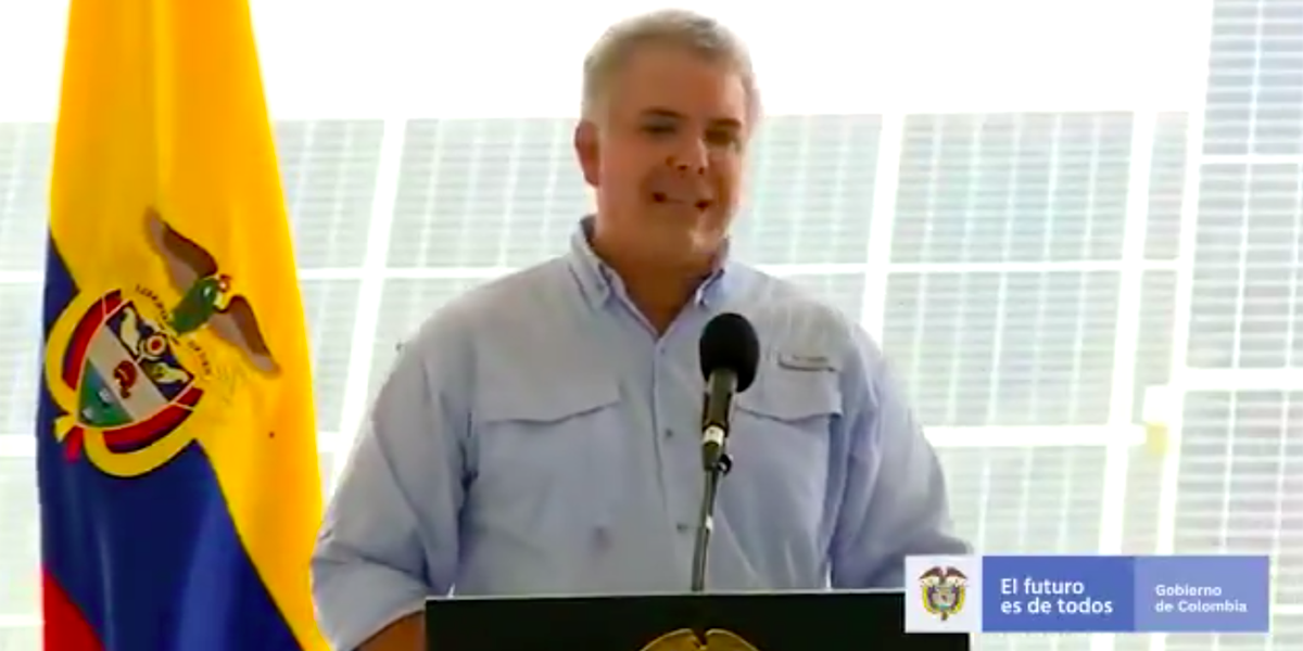 El presidente Iván Duque Márquez, en rueda de prensa en el departamento del Meta.