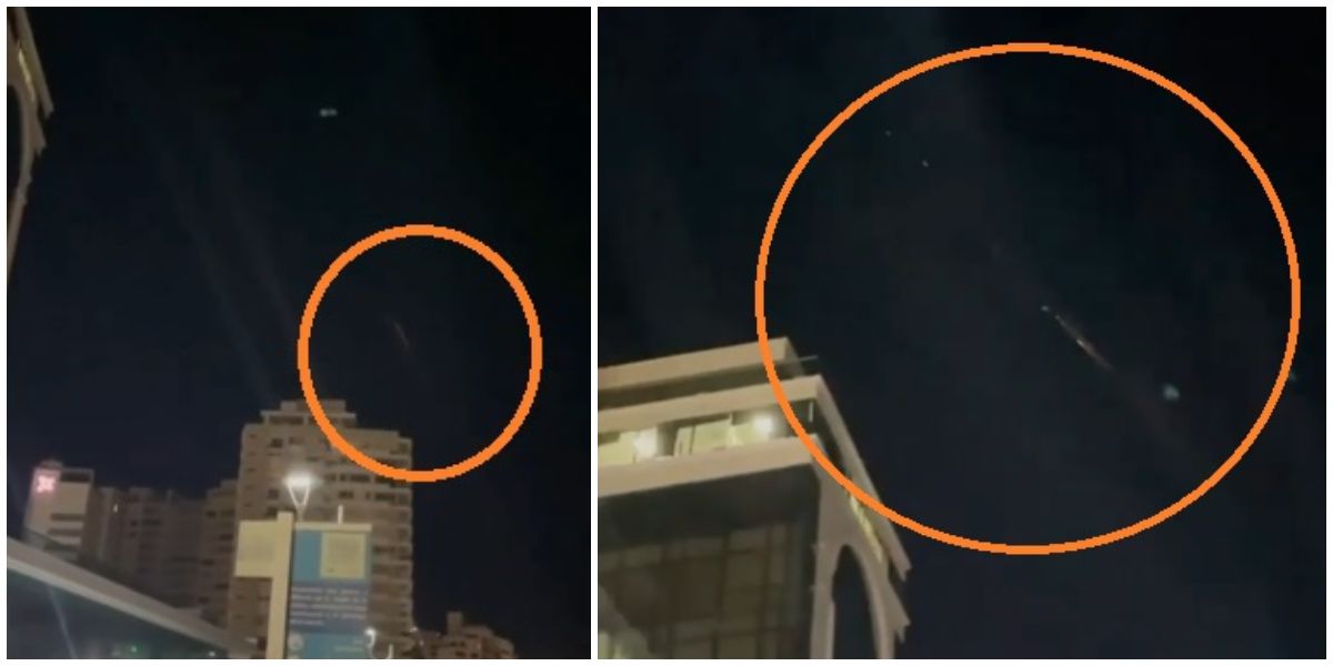 Cortesía Momento en que fue avistado el satélite, pasadas las 11 de la noche.