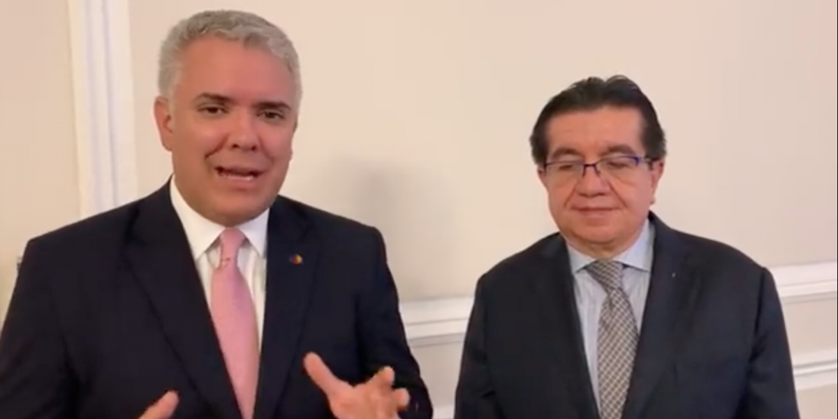El Presidente Iván Duque y el Ministro de Salud, Fernando Ruiz.