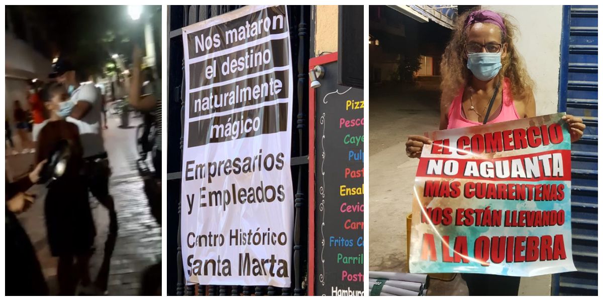 En la noche del sábado, los comerciantes del Centro hicieron un cacerolazo. 