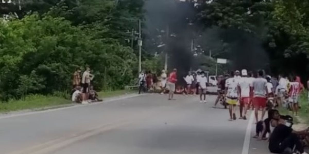 Captura de Video. Uno de los bloqueos se registra a la altura de Tucurinca.