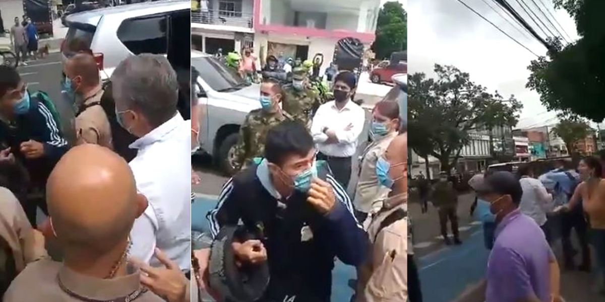 Momento en que los ciudadanos le reclamaban a Iván Duque.