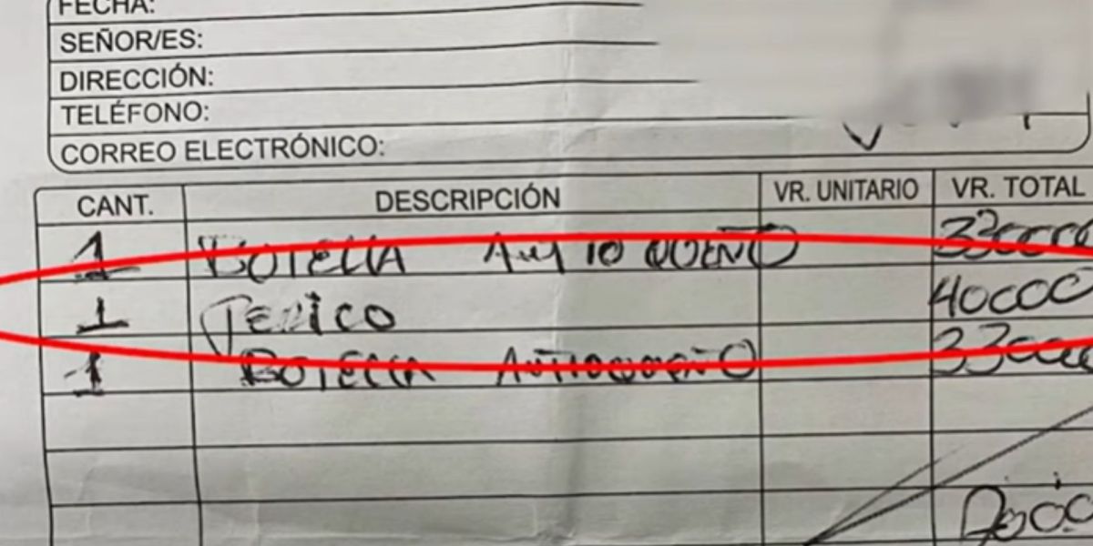 Seguimiento Así se facturó en un bar de Bogotá.