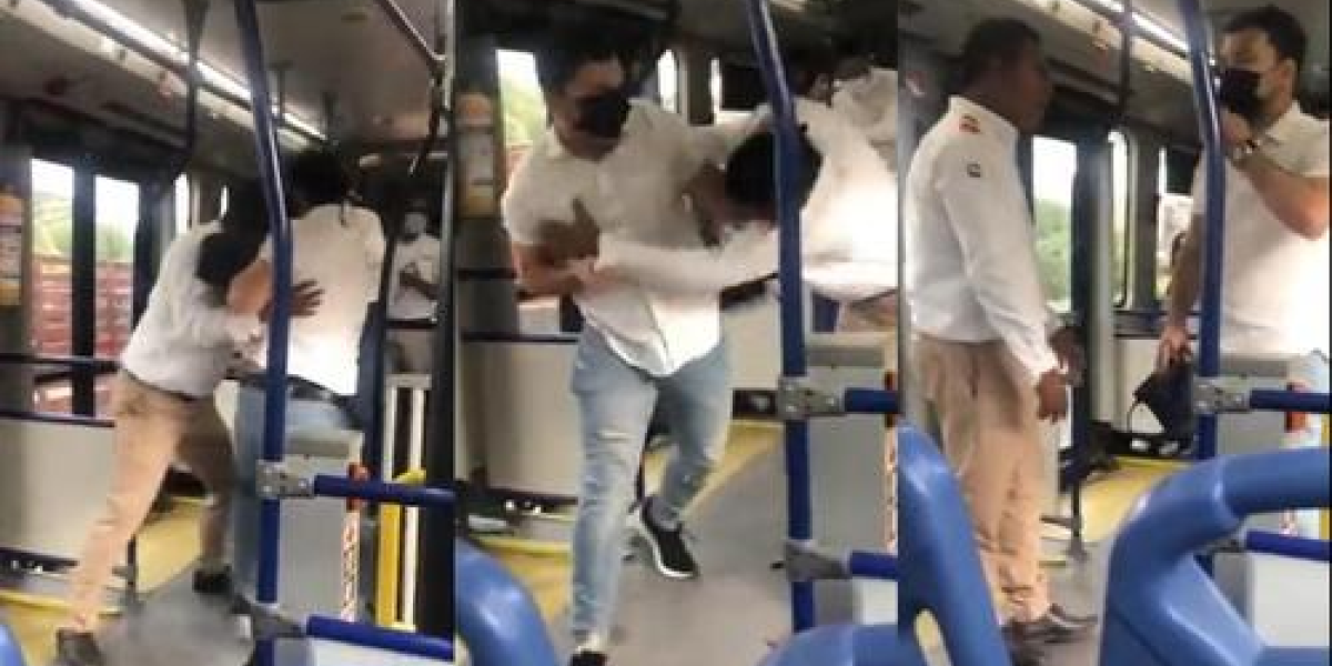 Redes sociales Conductor y pasajero se fueron a los puños porque uno decía que no timbró, y el otro que sí.