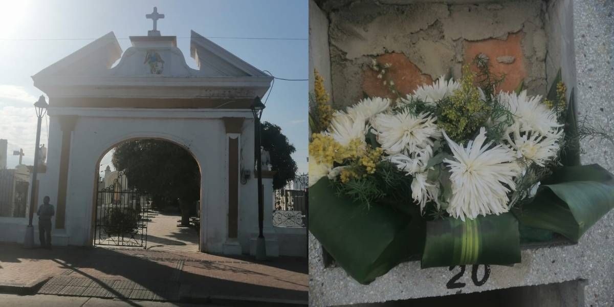 Fachada del cementerio y osario donde estaban los restos.