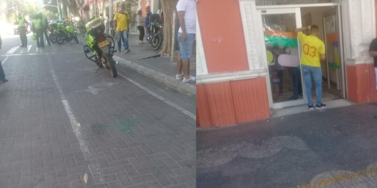 La Policía hizo presencia en el banco donde ocurrió el asalto al cliente.