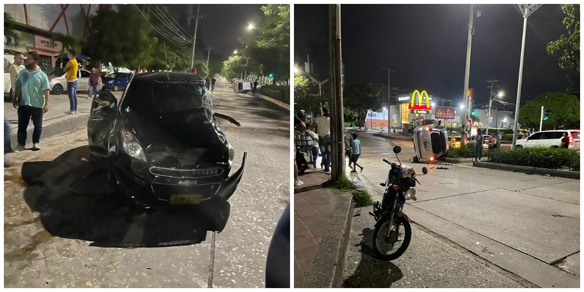 Así quedaron los carros impactados en Barranquilla.