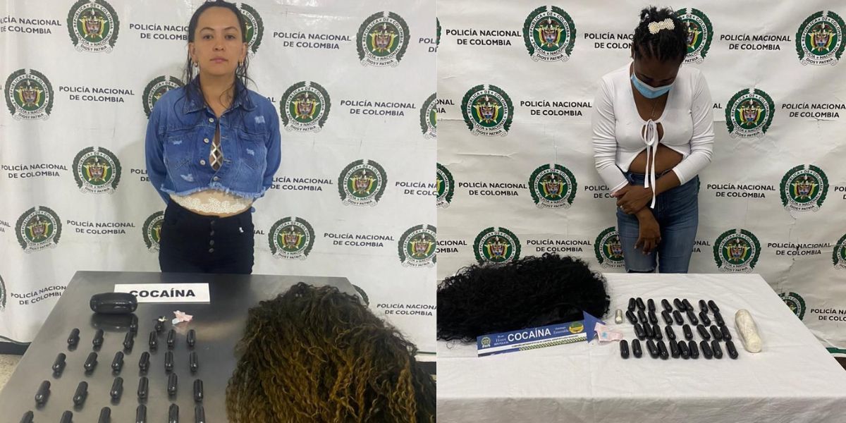 Mujeres capturadas intentando llevar droga en sus extensiones de cabello.